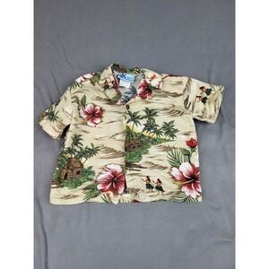 RJC Hawaiian Shirt Boys 24M Brown Lightweight Outdoor Graphic Print Camp‎ Island